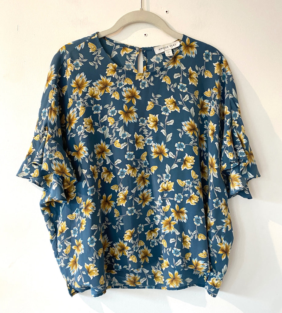 LOOP - Amour Vert Silk Floral Blouse, Sz Small (#18)