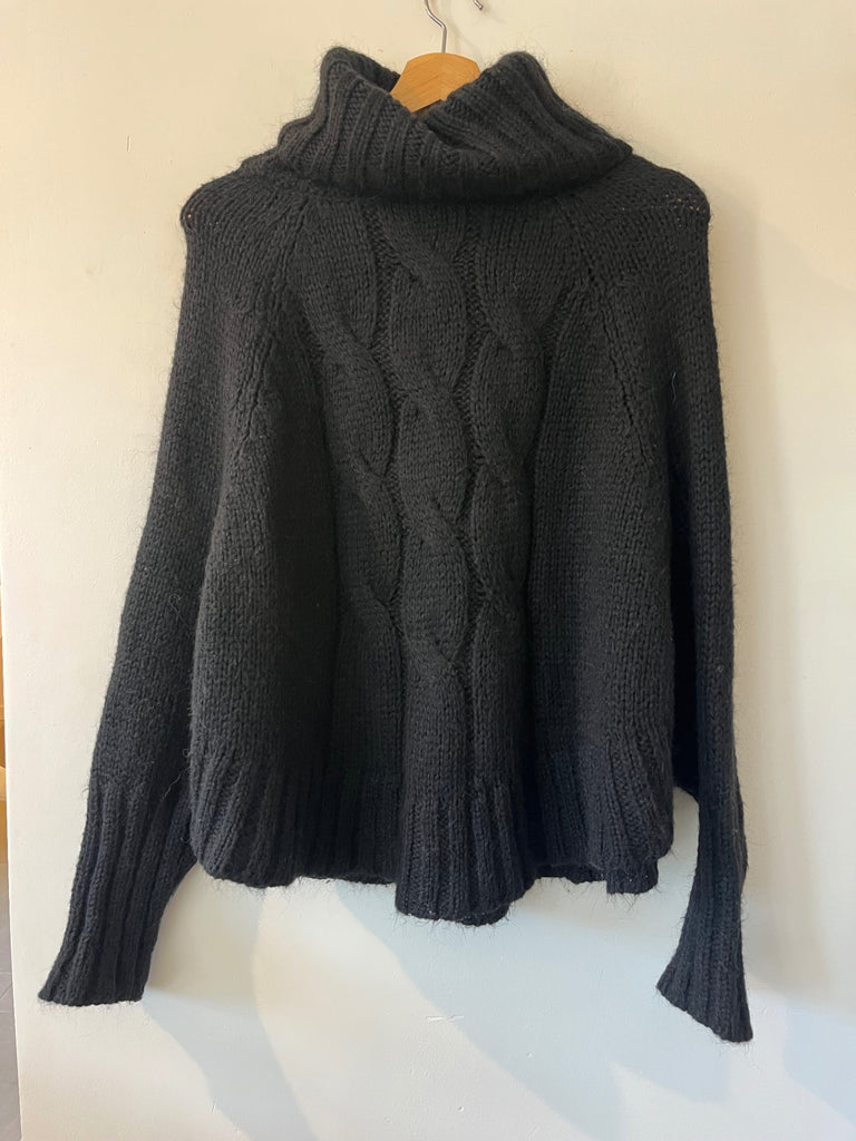 Mami “Poncho Style” Cable Knit Tutleneck, (#425)