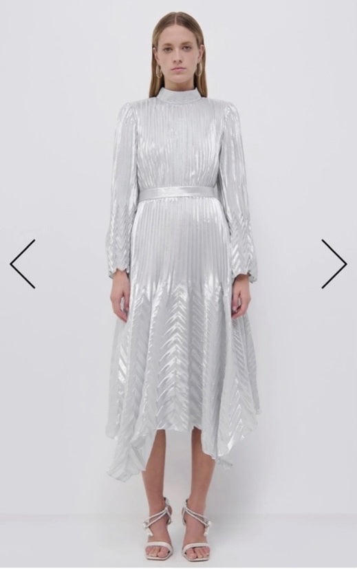LOOP - Jonathan Simkhai Masha Metallic Midi Dress, Sz 6 (#326)