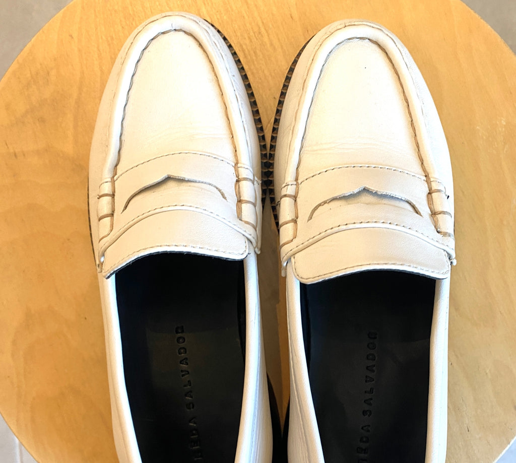 LOOP - Freda Salvador Elba Penny Loafer Bone, Sz 8.5 (#326)