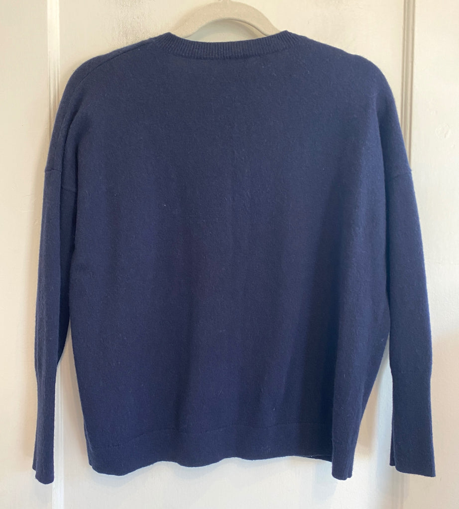 LOOP - J. Crew V-Neck Cashmere Sweater Navy, Sz XS (#51)