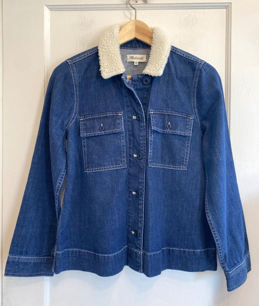 LOOP - Madewell Fleece Collared Denim Jacket , Sz XS (#52)