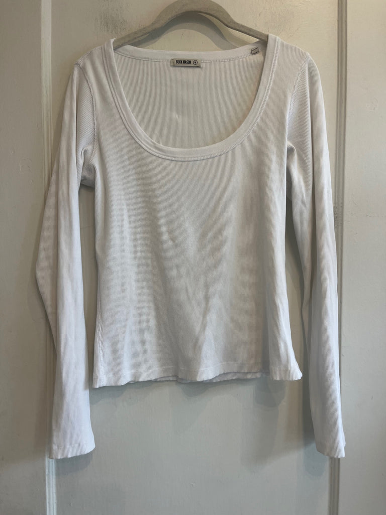 LOOP - Buck Mason Ribbed Scoop Neck Long Sleeve Tee, Sz M (#456)
