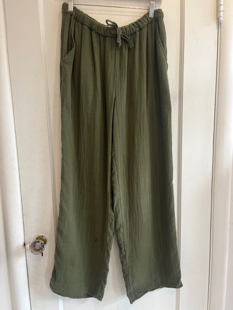 LOOP- Little Moon Cotton Gauze Wide-Leg Pants, Sz M (#456)