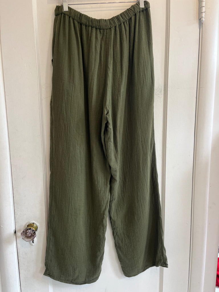LOOP- Little Moon Cotton Gauze Wide-Leg Pants, Sz M (#456)