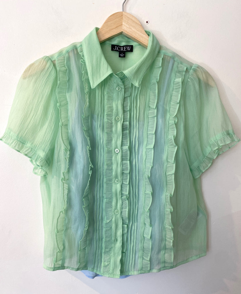 LOOP - J. Crew Sheer Ruffled Top, Sz 6 (#356) NEW!