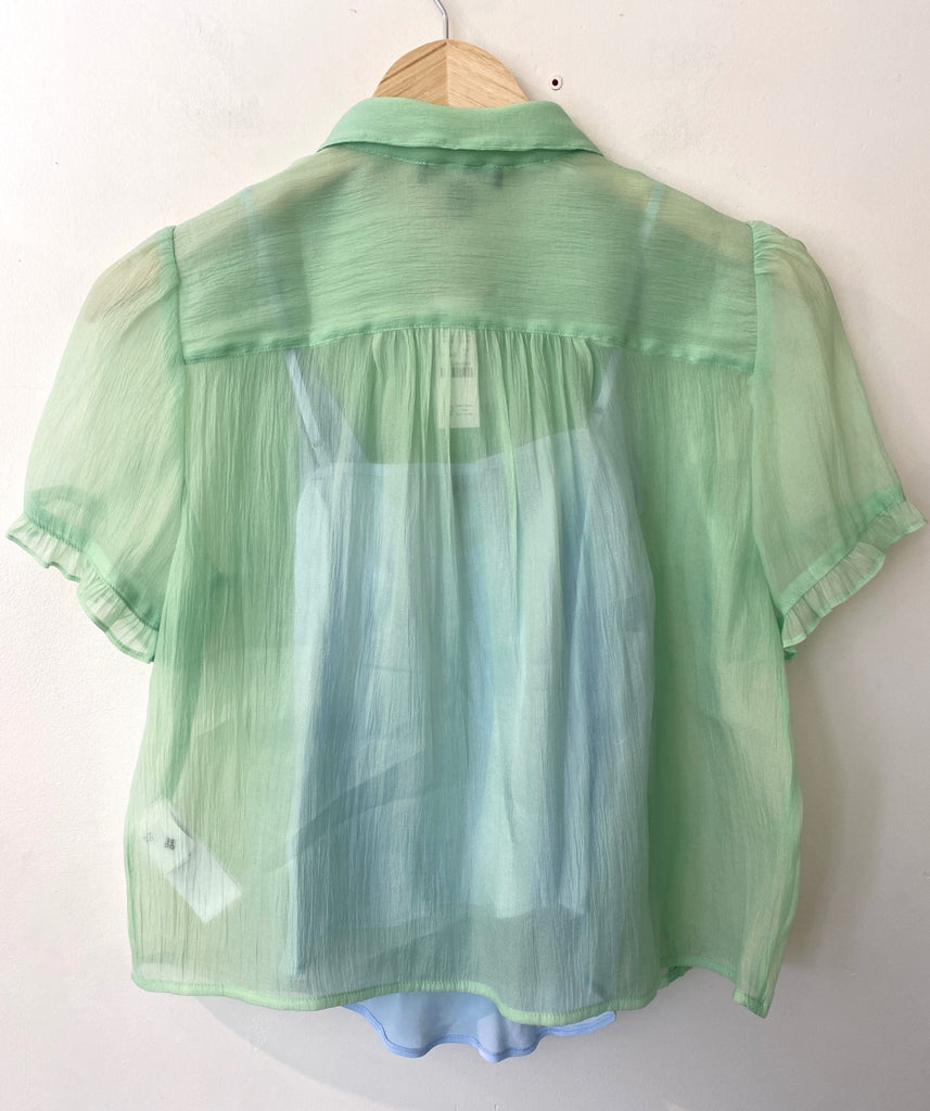 LOOP - J. Crew Sheer Ruffled Top, Sz 6 (#356) NEW!