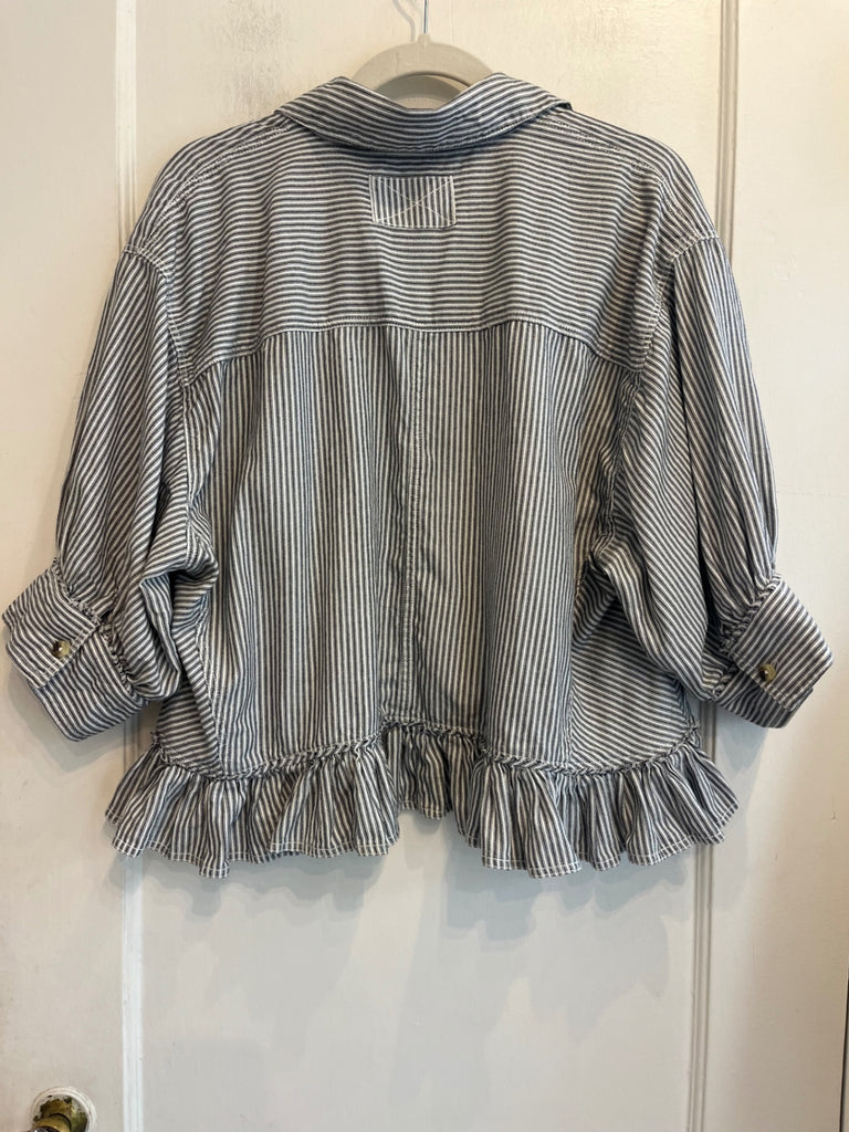 LOOP - We The Free Ruffle Hem Button Down, Sz S (#41)