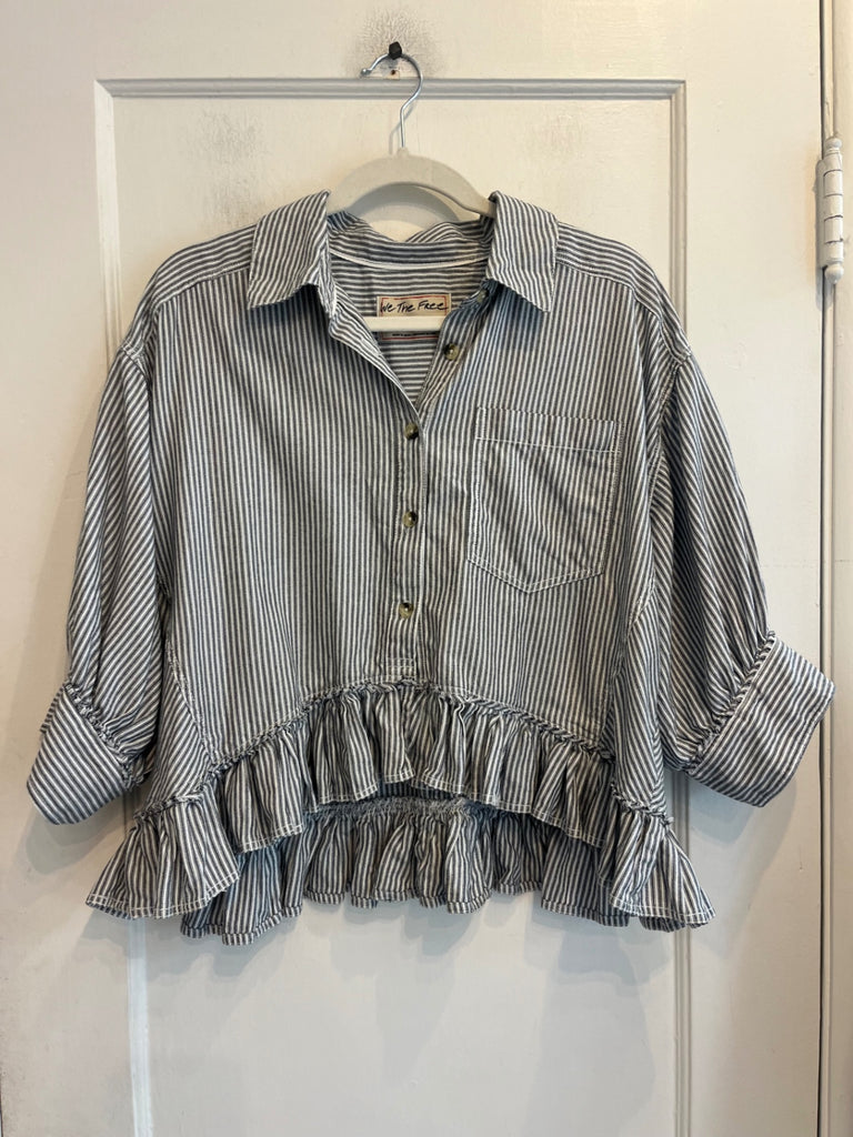 LOOP - We The Free Ruffle Hem Button Down, Sz S (#41)