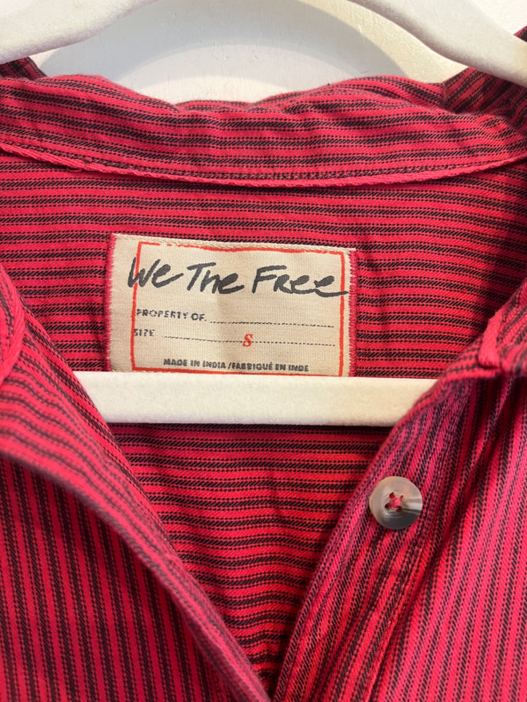 LOOP - We The Free Ruffle Hem Button Down (Red Stripe), Sz S (#41)