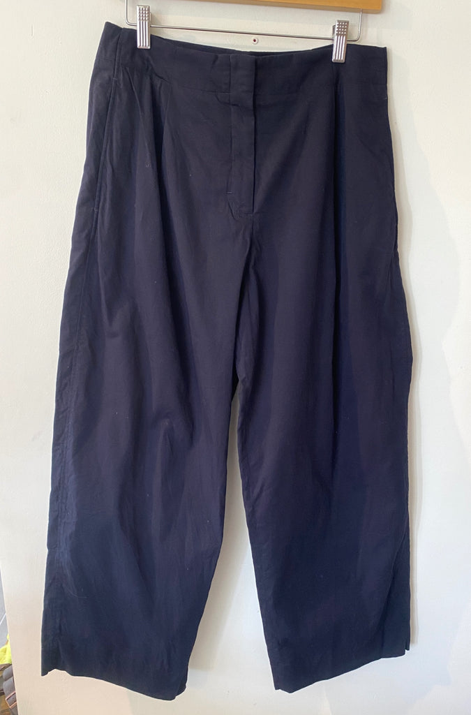 LOOP - COS Wide-Leg Cotton Trousers Navy, Sz 10 (#286)