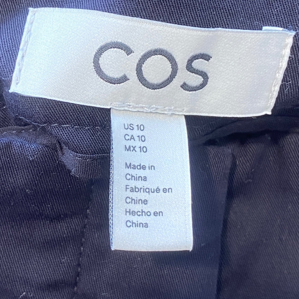 LOOP - COS Wide-Leg Cotton Trousers Navy, Sz 10 (#286)