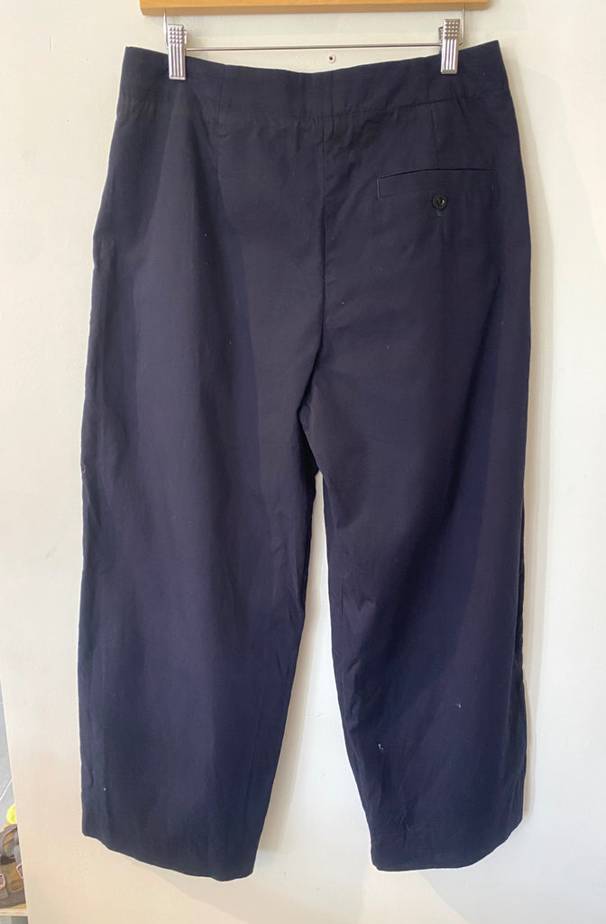 LOOP - COS Wide-Leg Cotton Trousers Navy, Sz 10 (#286)