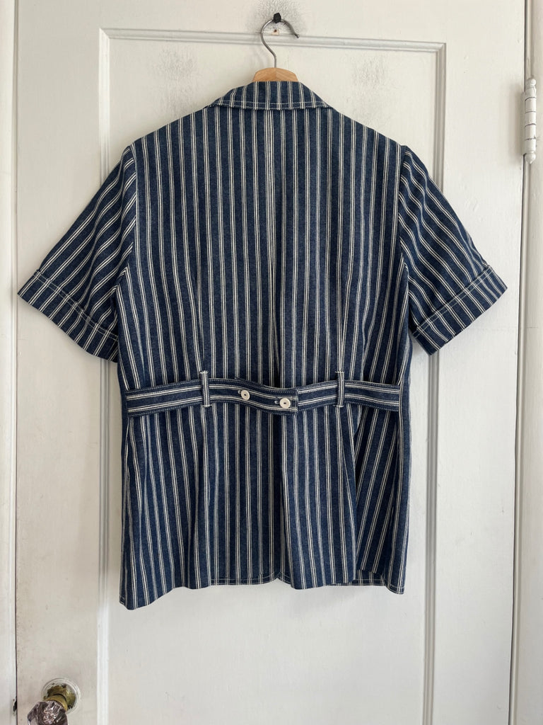 LOOP - Erica Tanov Short-Sleeve Striped Blazer, Sz 3 (#469)