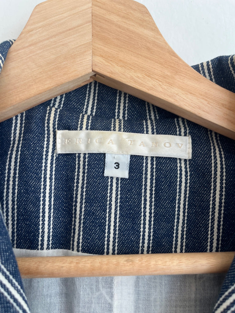 LOOP - Erica Tanov Short-Sleeve Striped Blazer, Sz 3 (#469)