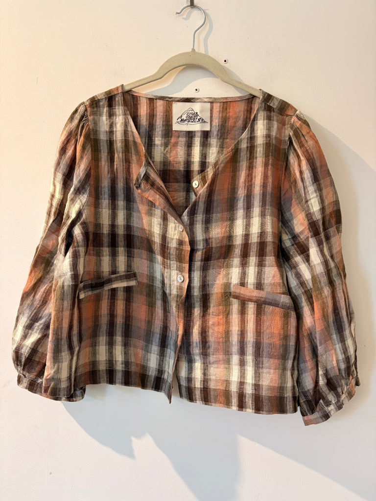 LOOP - Sugar Candy Mountain Plaid Button Top, Sz M (#26)