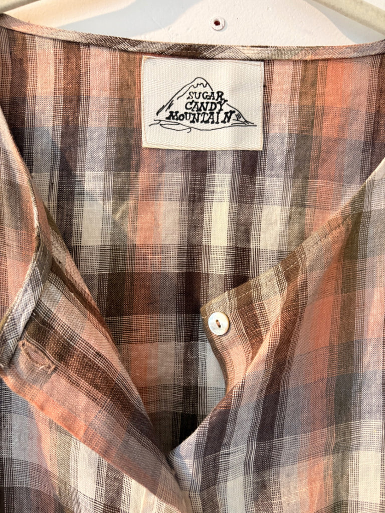 LOOP - Sugar Candy Mountain Plaid Button Top, Sz M (#26)