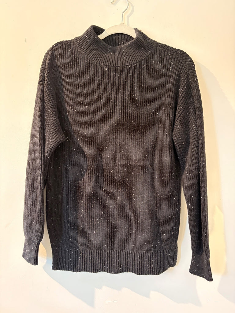 LOOP - Margaret O’Leary Black Speckled Mockneck Sweater, (#26)