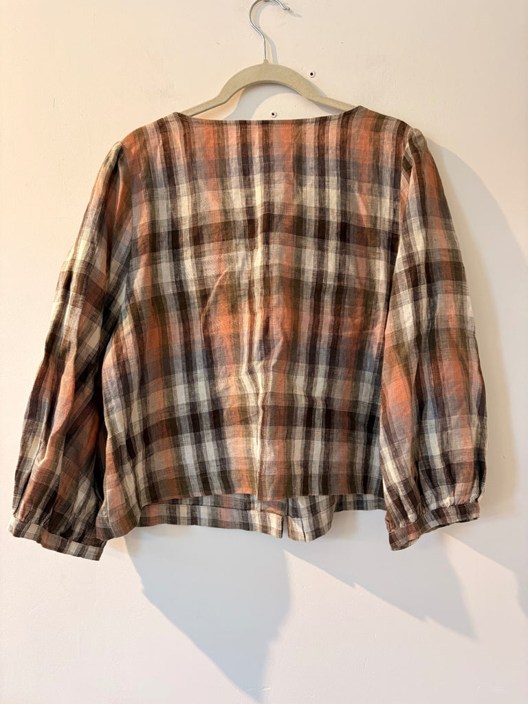 LOOP - Sugar Candy Mountain Plaid Button Top, Sz M (#26)