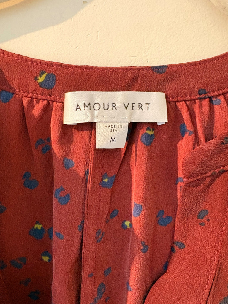 LOOP - Amour Vert Red Printed Blouse, Sz M (#26)