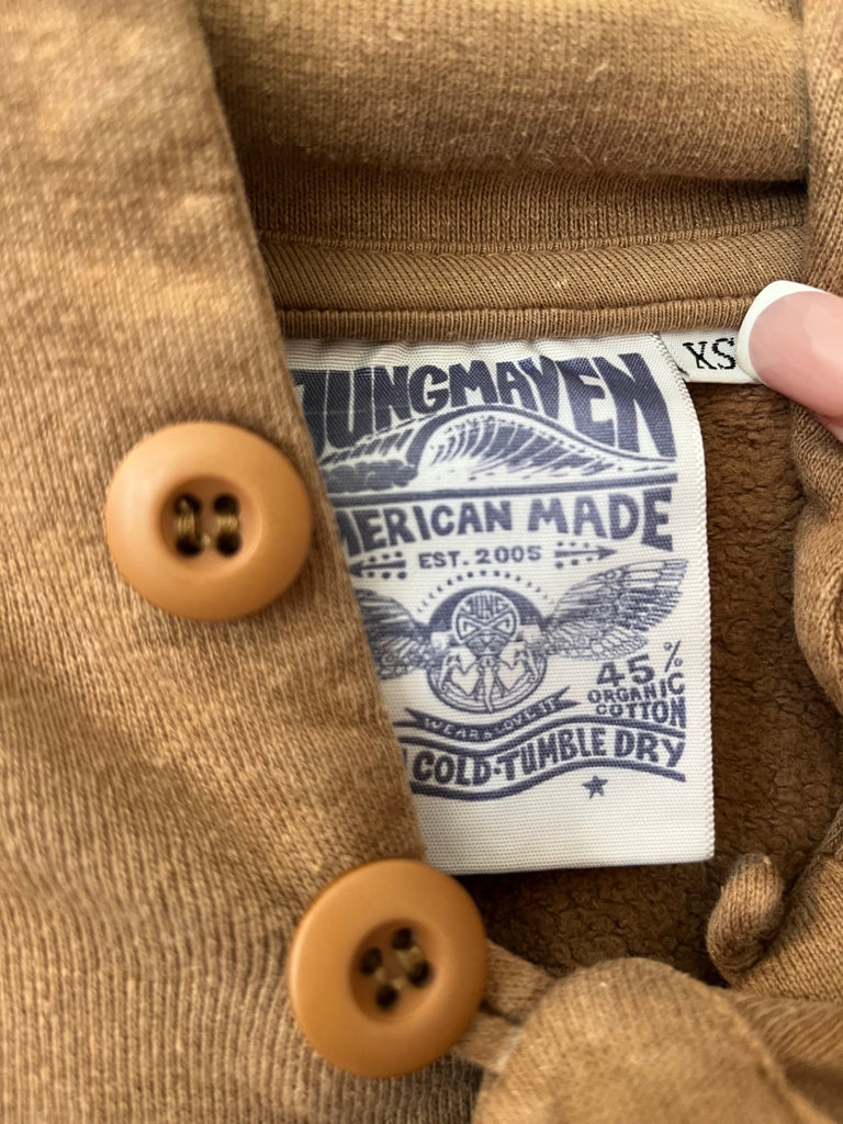 LOOP - Jungmaven Brown Button-Neck Sweatshirt, Sz Xs (#189)