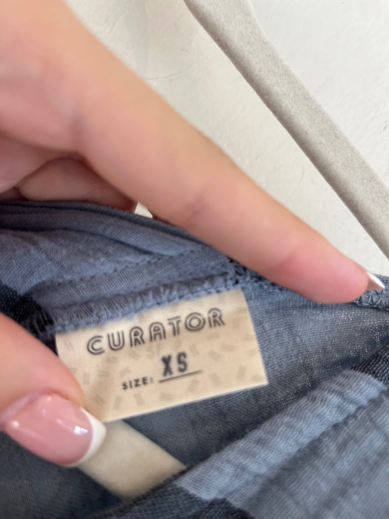 LOOP - Curator Blue & Charcoal Striped Dress, Sz Xs (#189)