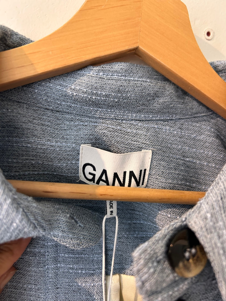 LOOP - Ganni Slub Linen Shirt Jacket in Heather, Sz 42, NEW! (#413)