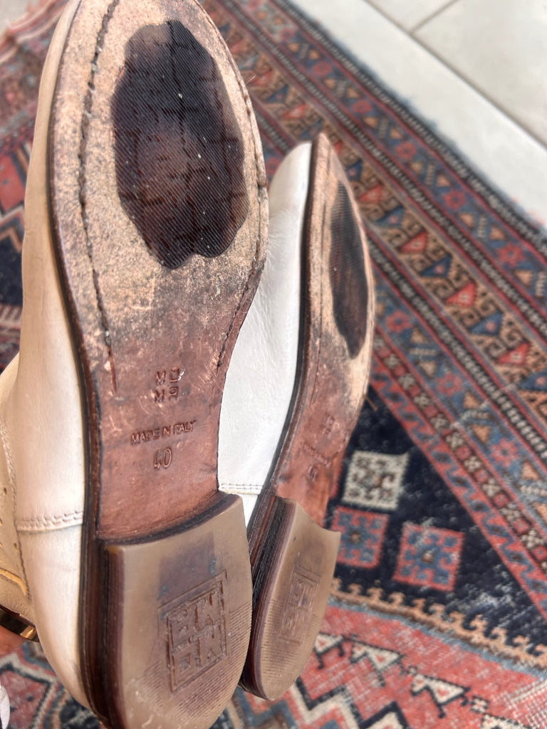 LOOP - MOMA White Leather Ankle Boots, Sz 40 (#413)