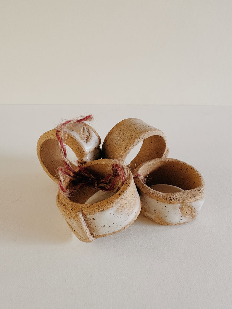 Off Kilter Ceramic Napkin Rings, set of 4