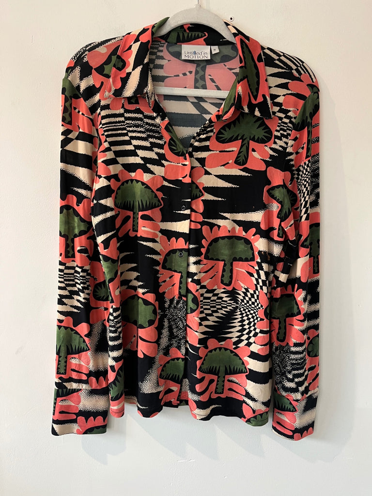 LOOP - Untitled in Motion Printed Button-Front Top, Sz M (#190)