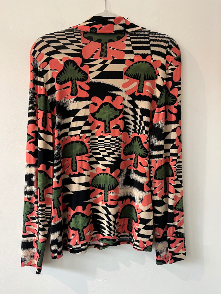 LOOP - Untitled in Motion Printed Button-Front Top, Sz M (#190)