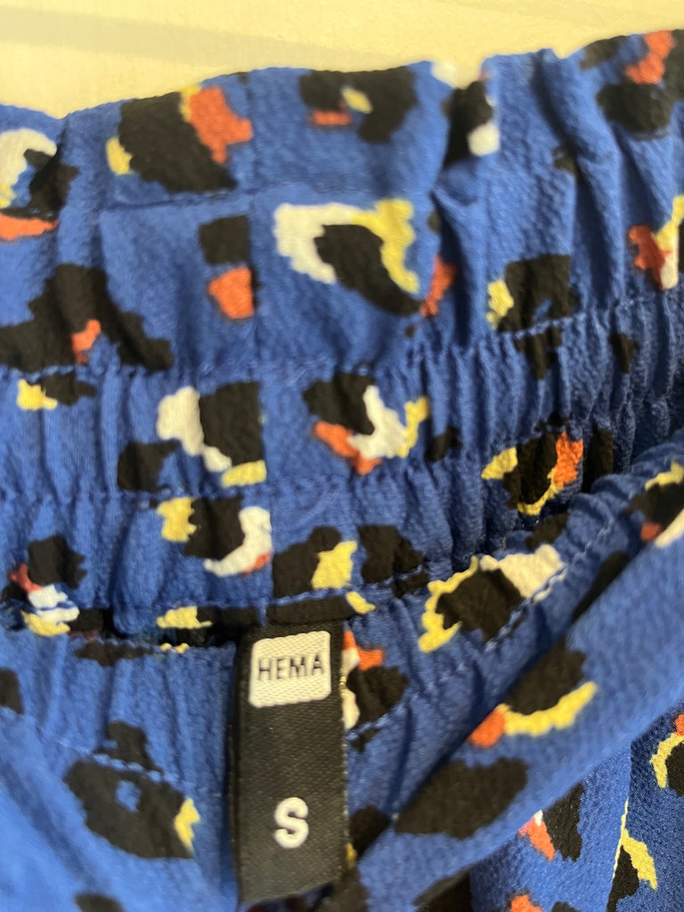 LOOP - Hema Blue Leopard Skirt, Sz S, (#37)