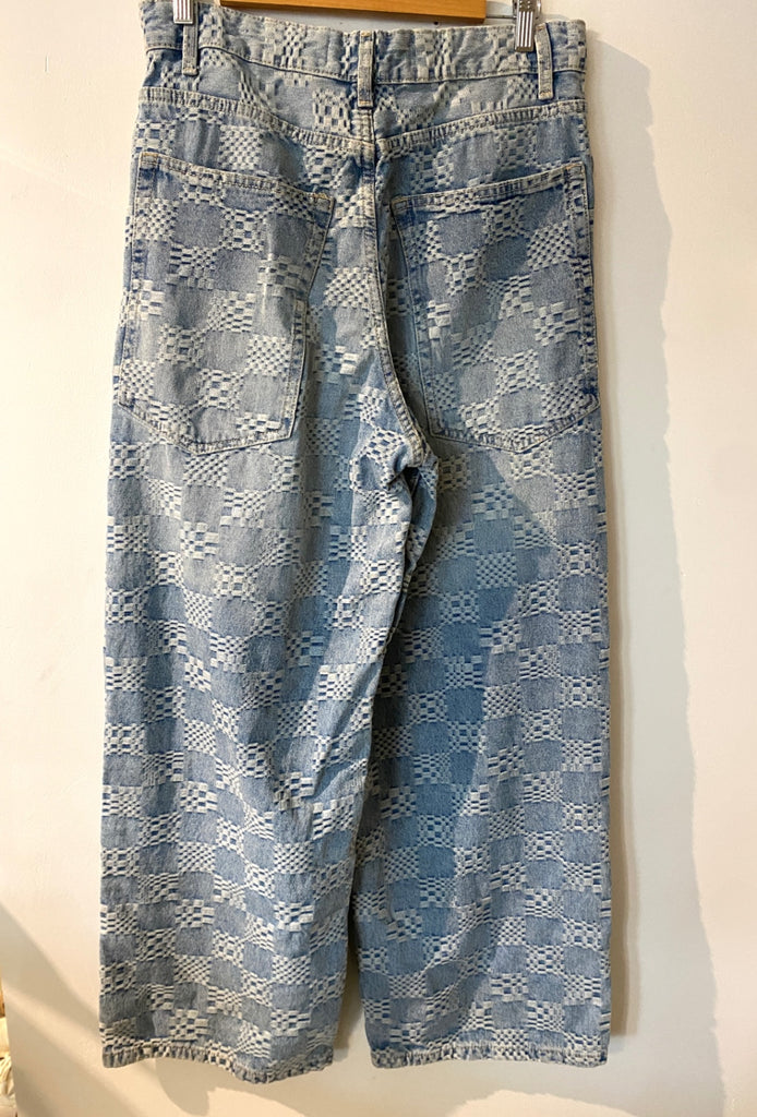 LOOP - Bershka Wide-Leg Jacquard Jeans, Sz 30 (#321)