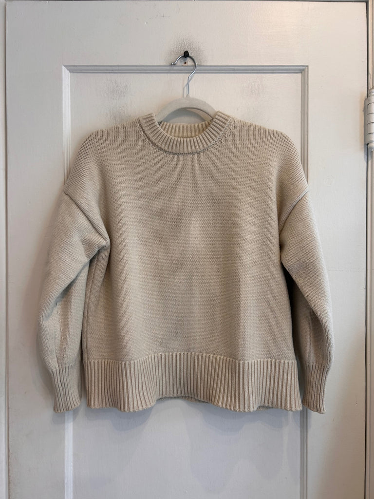 LOOP - Hacikis 160 Cream Crew Neck Boxy Sweater, Sz ~S/M (#1)