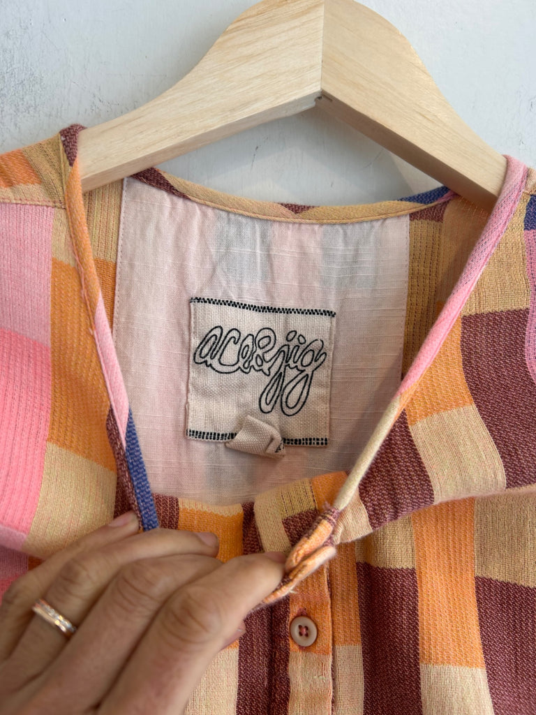 LOOP - Ace and Jig Pink and Orange Print Dress, Sz L (#1)