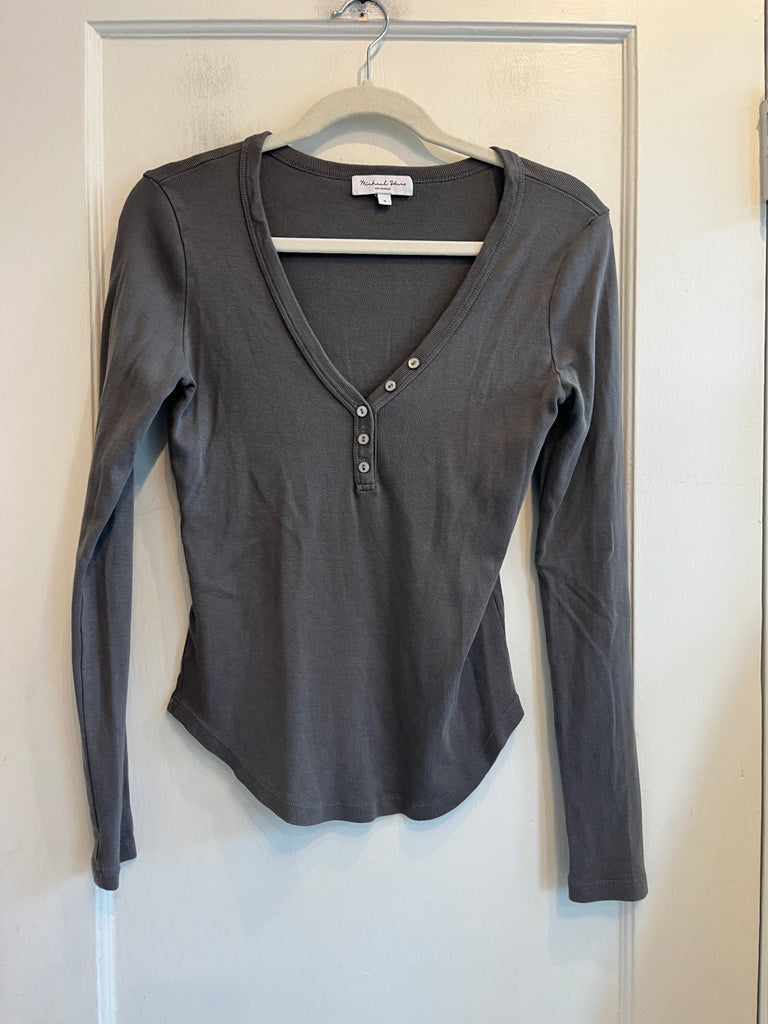 LOOP - Micheal Stars Waffle Knit Henley, Sz S (#287)