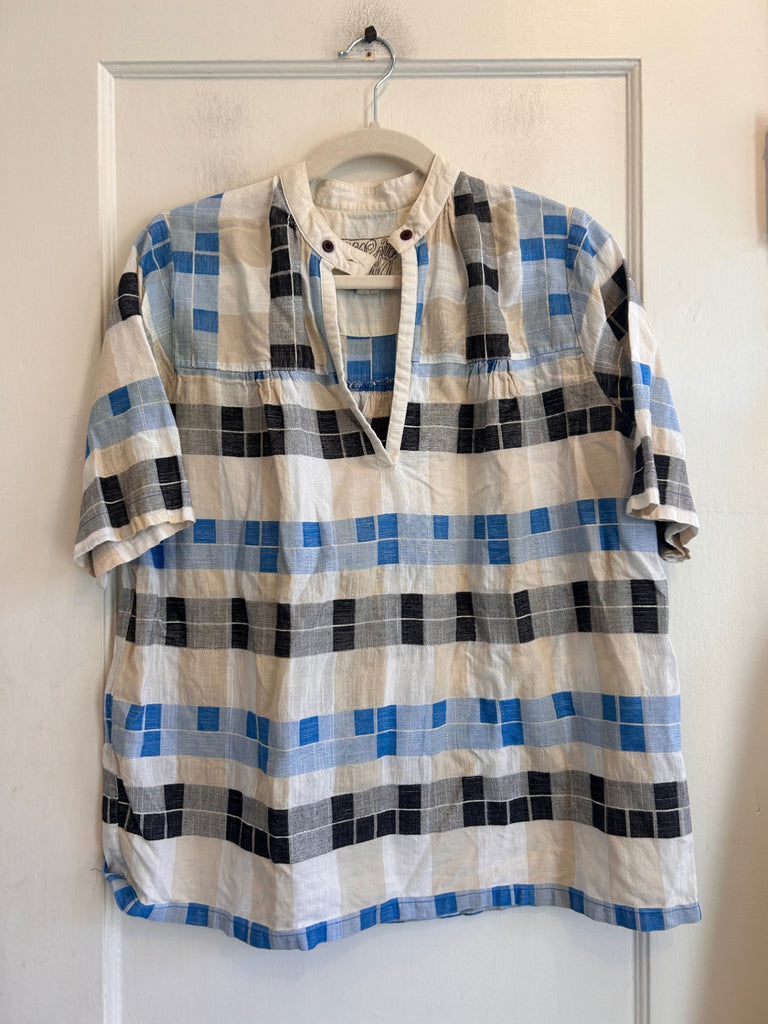 LOOP - Ace and Jig Blue Checkered Top, Sz. M (#248)