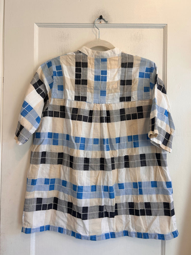 LOOP - Ace and Jig Blue Checkered Top, Sz. M (#248)