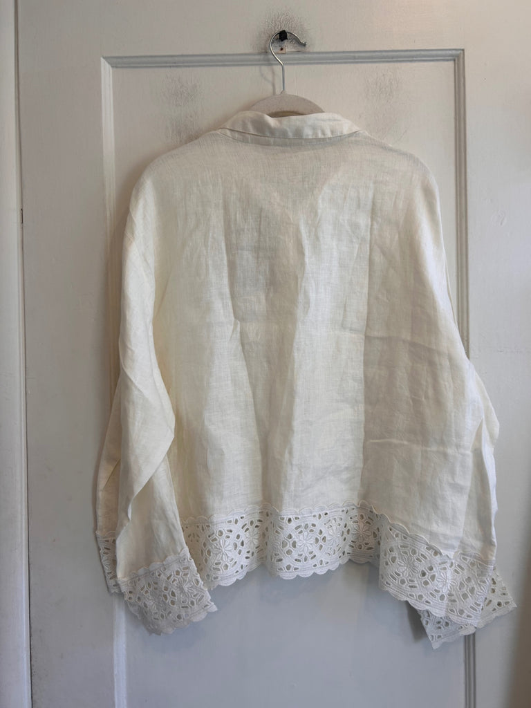 LOOP - Resistor Button Down Hemp and Lace Shirt, Sz. L, NEW! (#248)