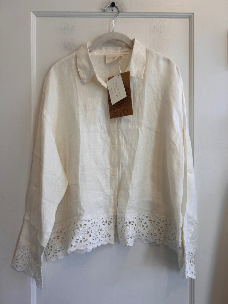 LOOP - Resistor Button Down Hemp and Lace Shirt, Sz. L, NEW! (#248)