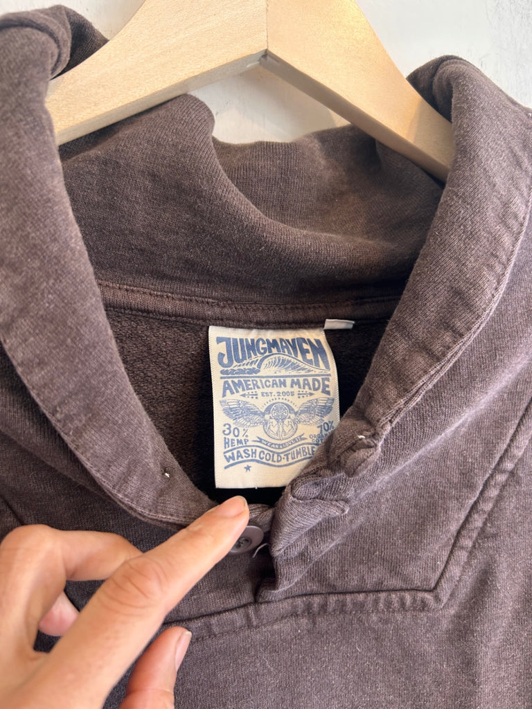 LOOP - Jungmaven Dark Brown Button Neck Sweatshirt, Sz. M (#248)