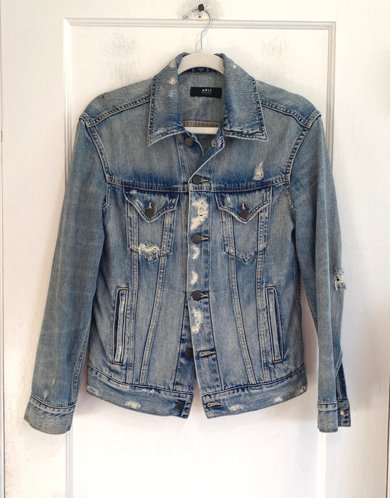 LOOP - Able Distressed Denim Jacket, Sz S (#287)