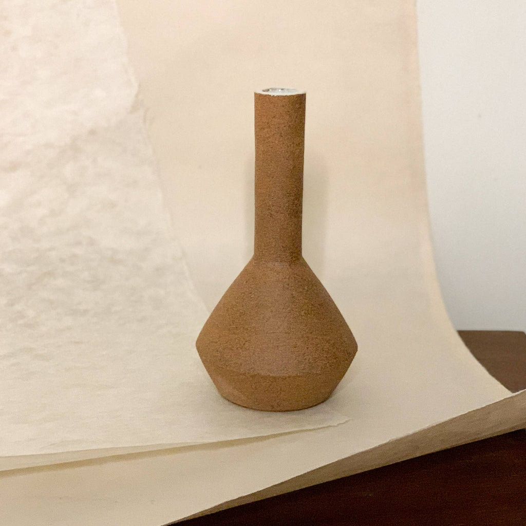 Olivia Snow Ceramics - Small Long Neck Vase: Light Brown