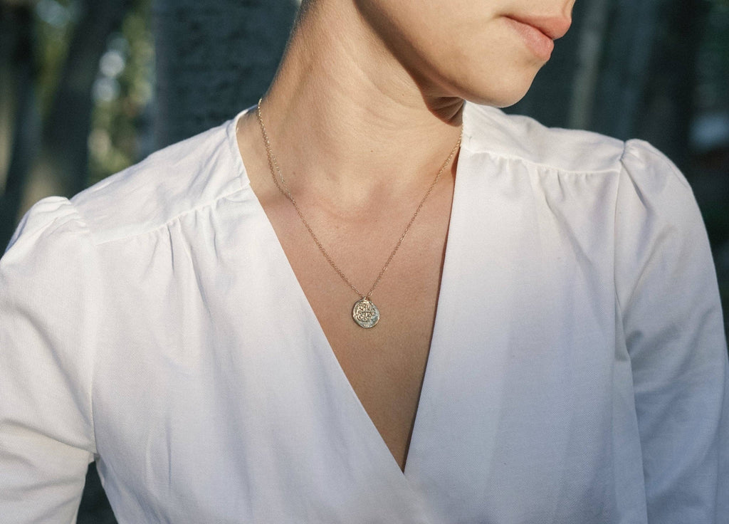 Mountainside Jewelry - Medallion Necklace: Cable Chain / 20" / Gold Vermeil