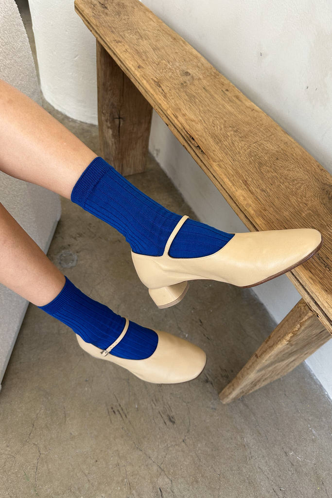 Le Bon Shoppe - Her Socks - Mercerized Combed Cotton Rib: Cobalt