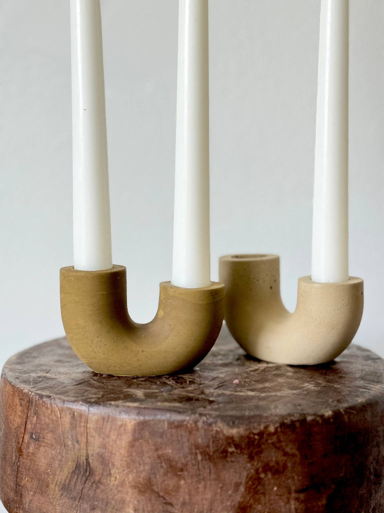 Sunday Nomad - Dya Double Taper Candle Holder : Saddle