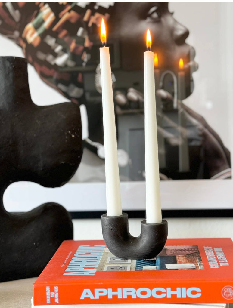 Sunday Nomad - Dya Double Taper Candle Holder : Saddle