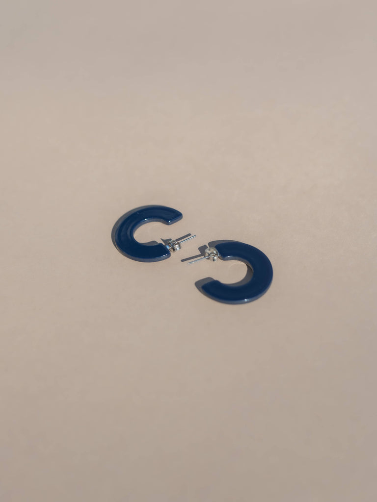 NAT + NOOR - Ray | Navy | Blue Hoop Earrings | New Thinner Style