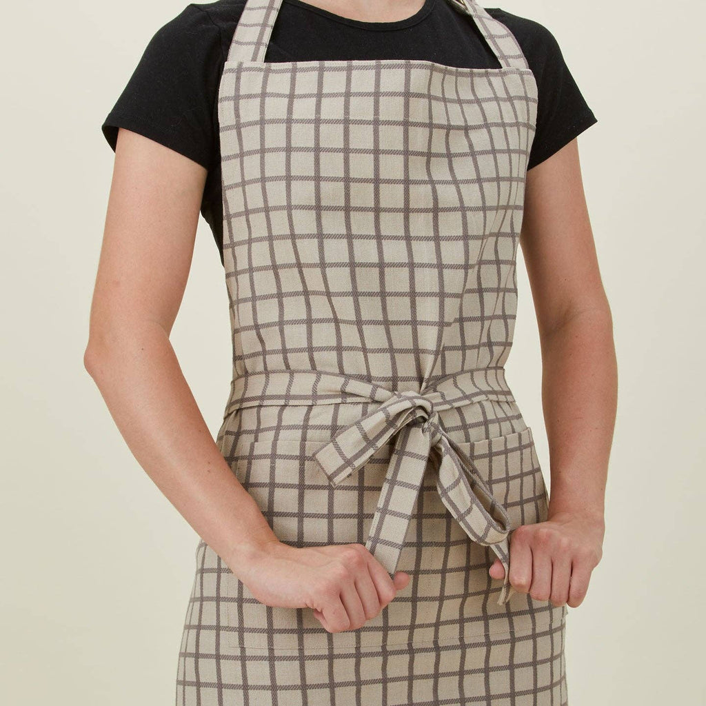 Hawkins New York - ESSENTIAL YARN DYED CHECK APRON: LIGHT GREY/DARK GREY