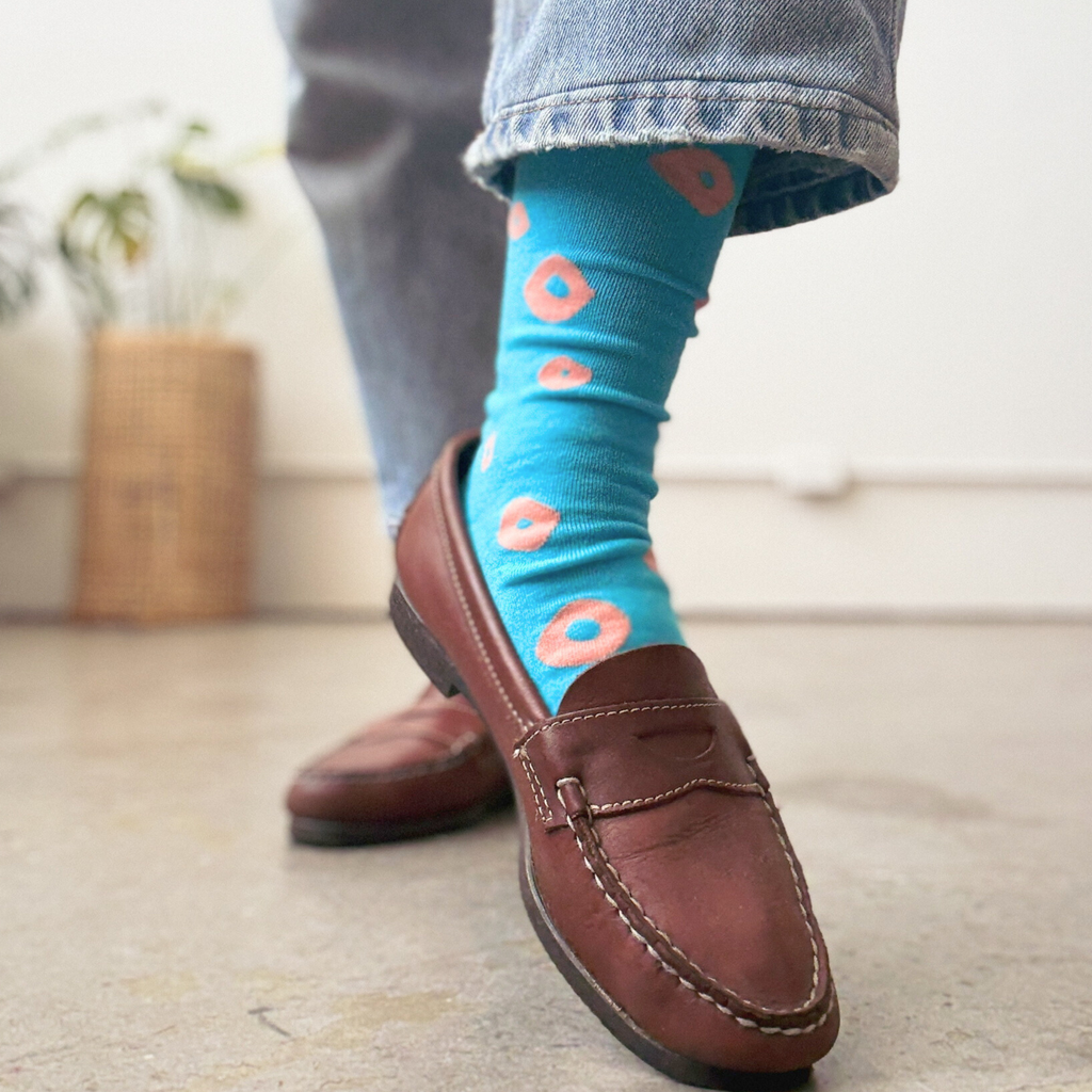Jenny Pennywood - Crew Socks - Lucy - Peach & Capri